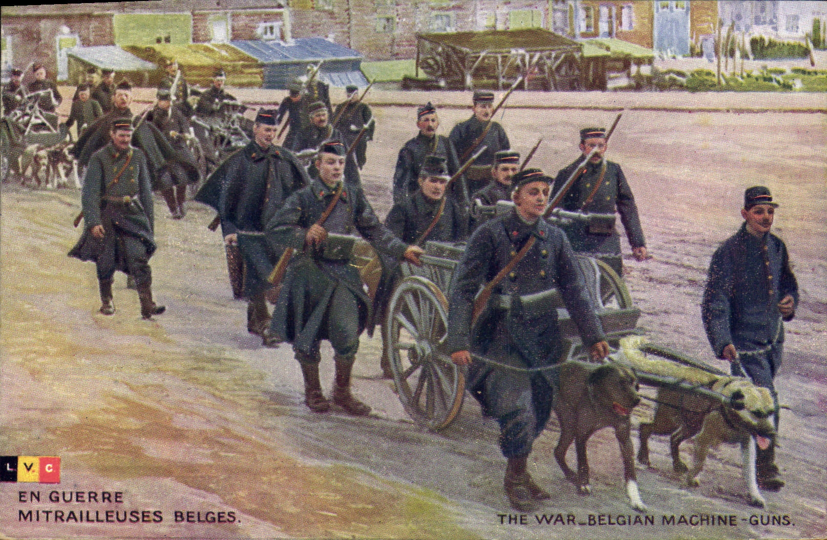 CPA Militaria Mitrailleuses belges Voiture a chien 