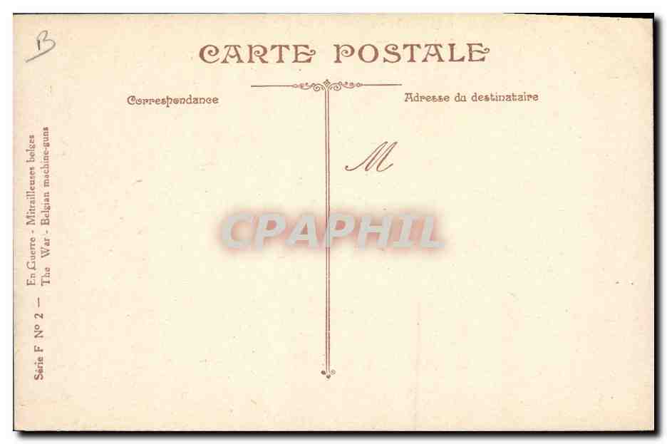 CPA Militaria Mitrailleuses belges Voiture a chien  — Rückseite