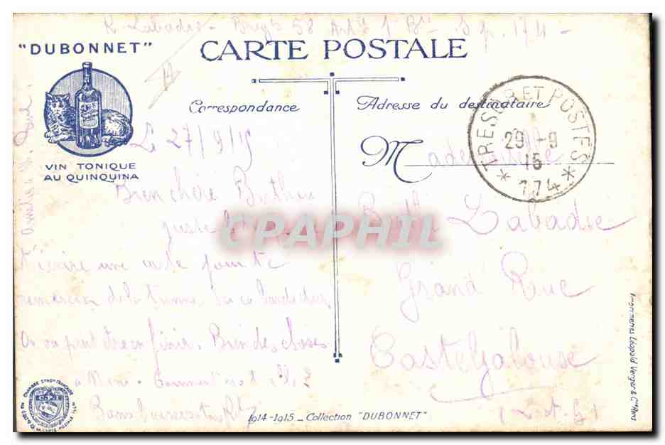 Les Convalescents — Dubonnet, éditeur du Quinquina — Verso