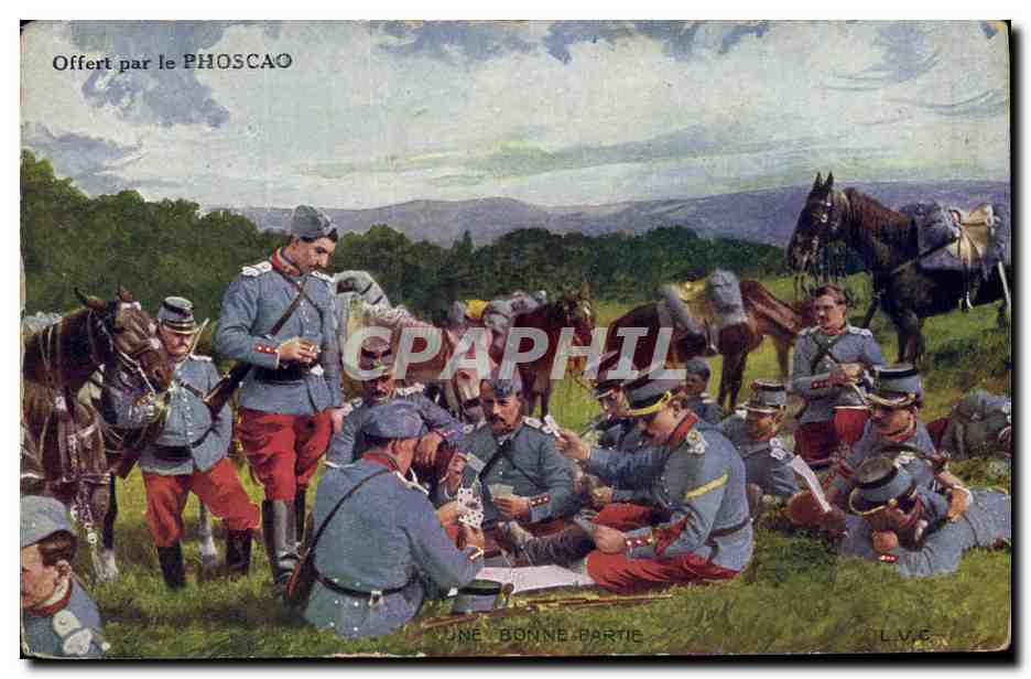 Soldaten in Felduniform spielen Karten — Angeboten vom PHOSCAO — L.V.E.