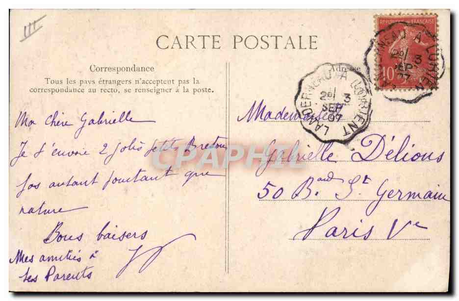 CPA Folklore Frere et soeur — Verso