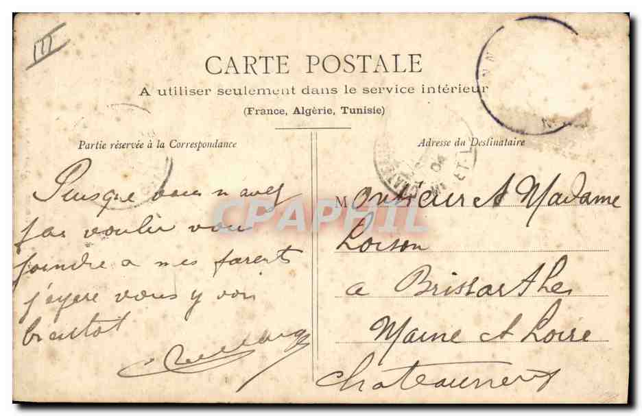 CPA Folklore Jeune femme de St Gildas de Rhuys — Verso