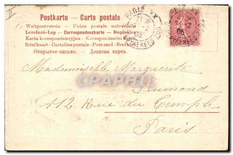 CPA Fantaisie Fleurs Papillon  — Verso