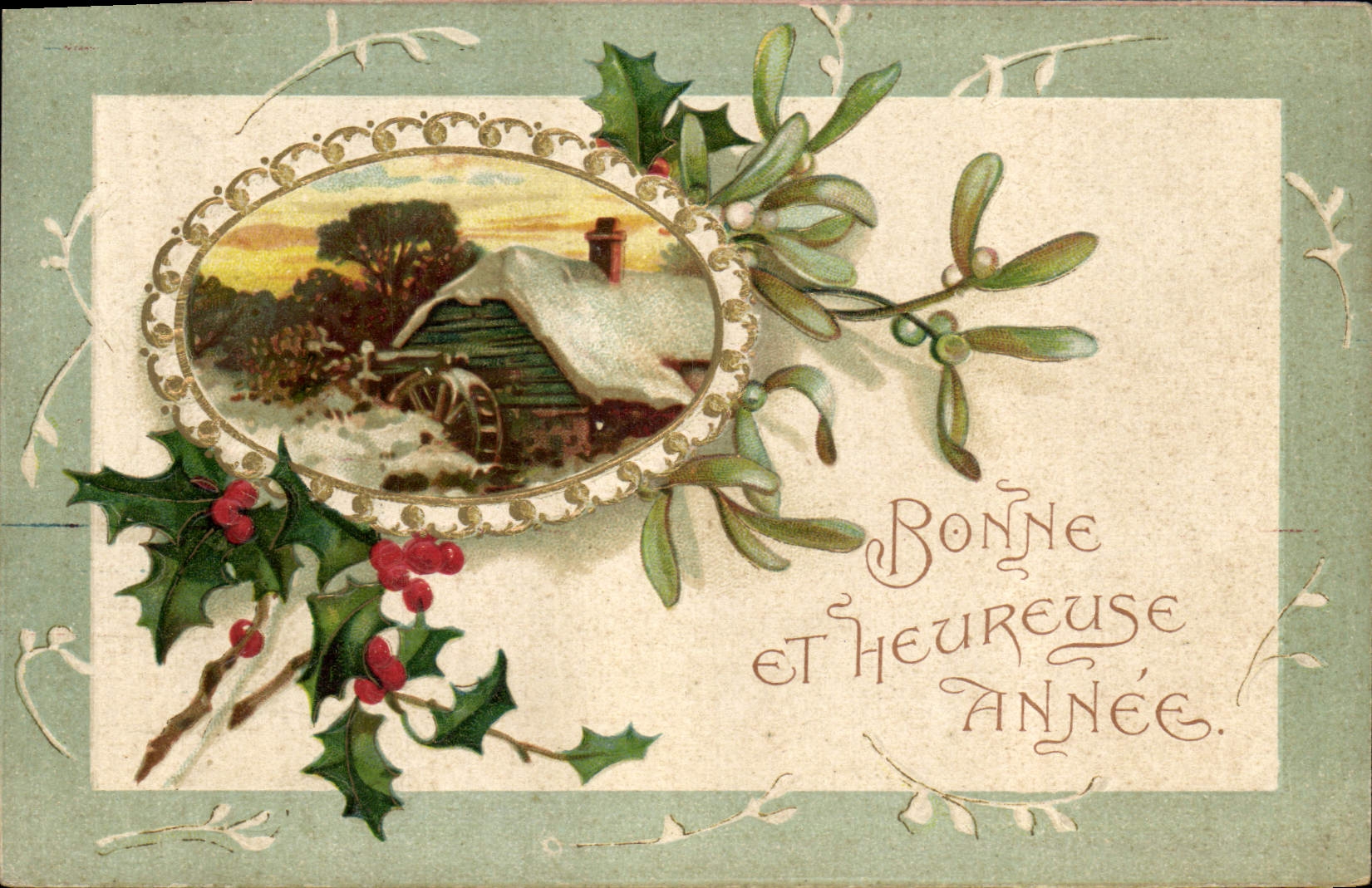 CPA Fantaisie Fleurs Moulin a eau 