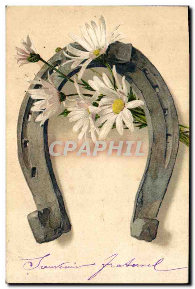 CPA Fantaisie Fleurs Fer a cheval 