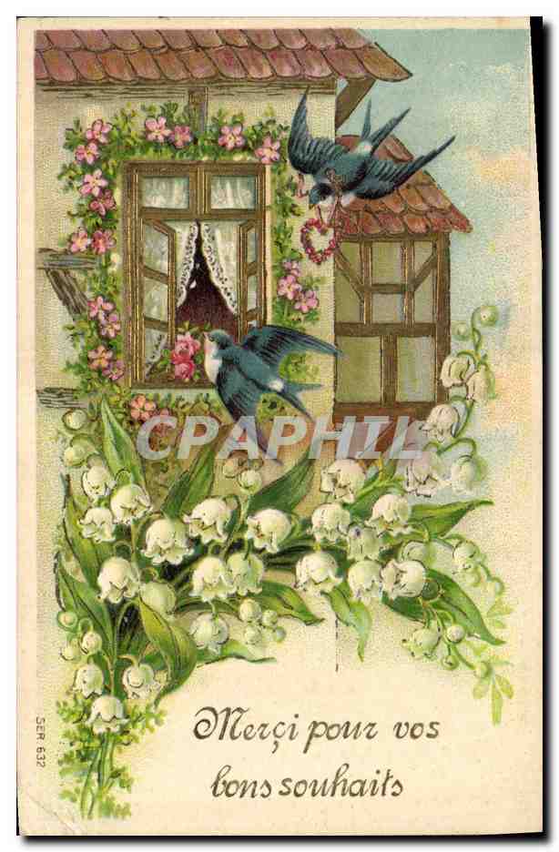 Oiseaux et fleurs — maison fleurie — SER 632