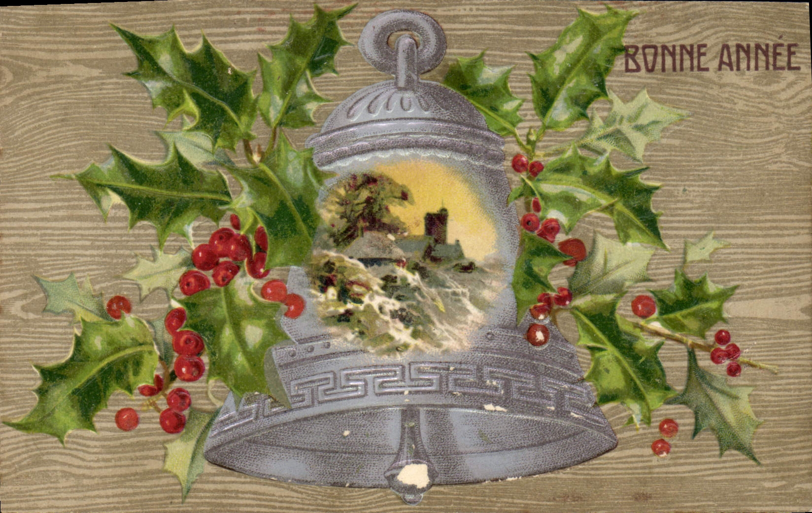 CPA Fantaisie Fleurs Bonne annee Cloche 