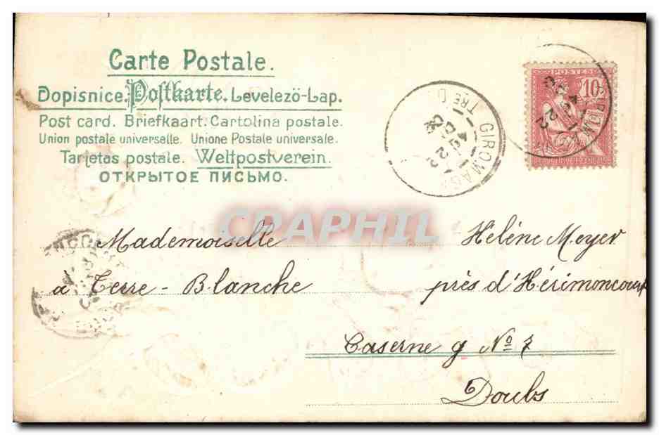 CPA Fantaisie Fleurs Hirondelle  — Rückseite