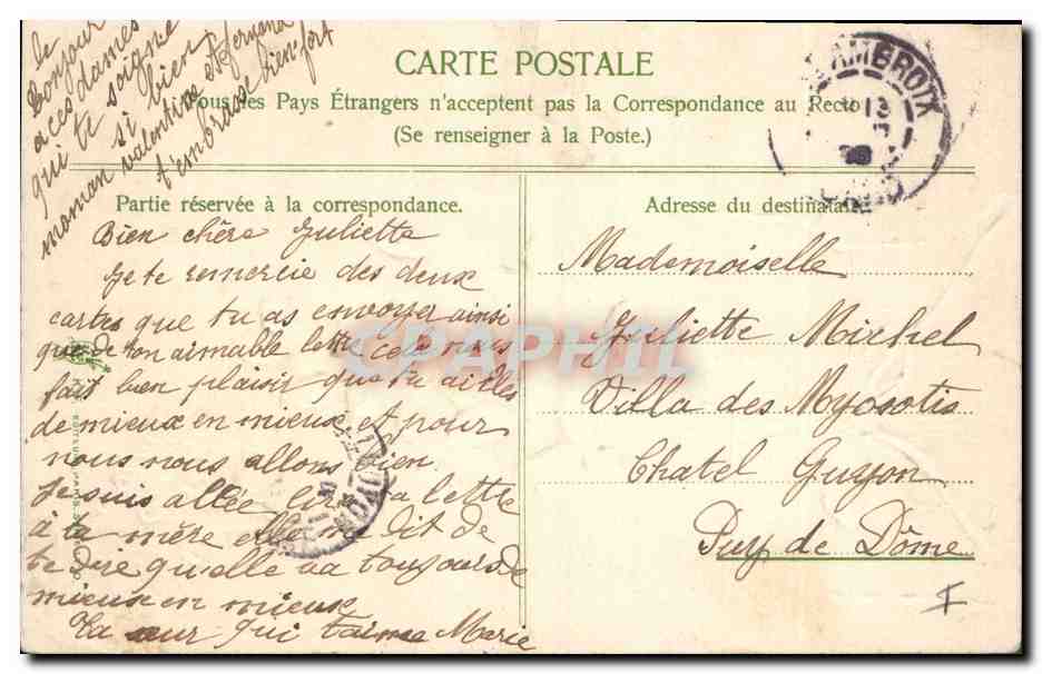 CPA Fantaisie Fleurs  — Rückseite