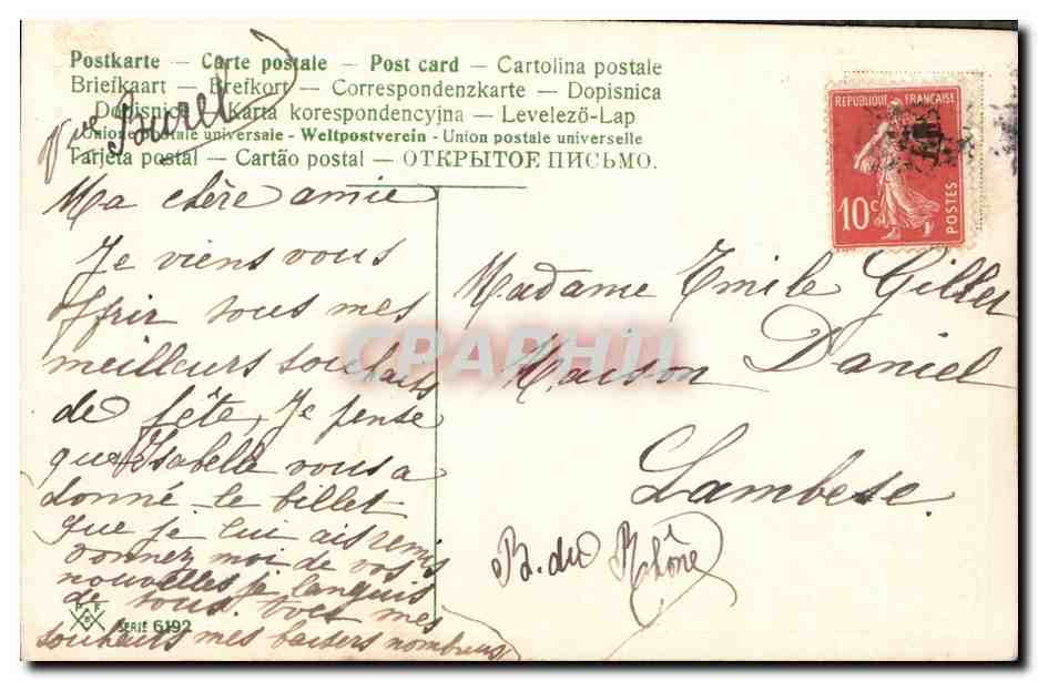 CPA Fantaisie Fleurs Hirondelle  — Rückseite