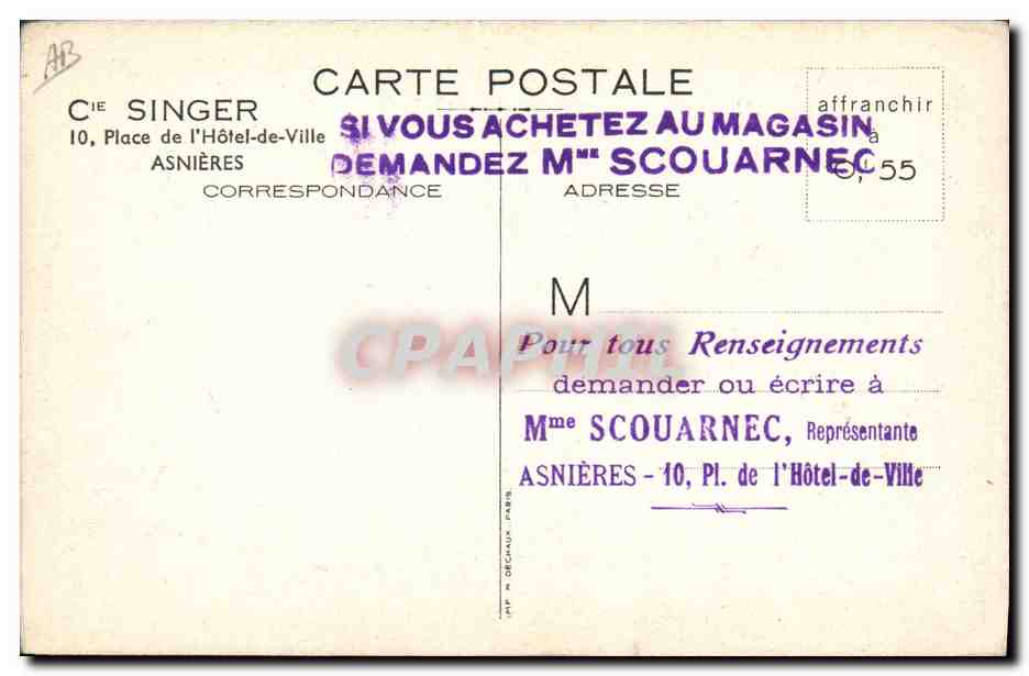 CPA L'usine Singer a Bonnieres sur Seine Machine a coudre  — Rückseite
