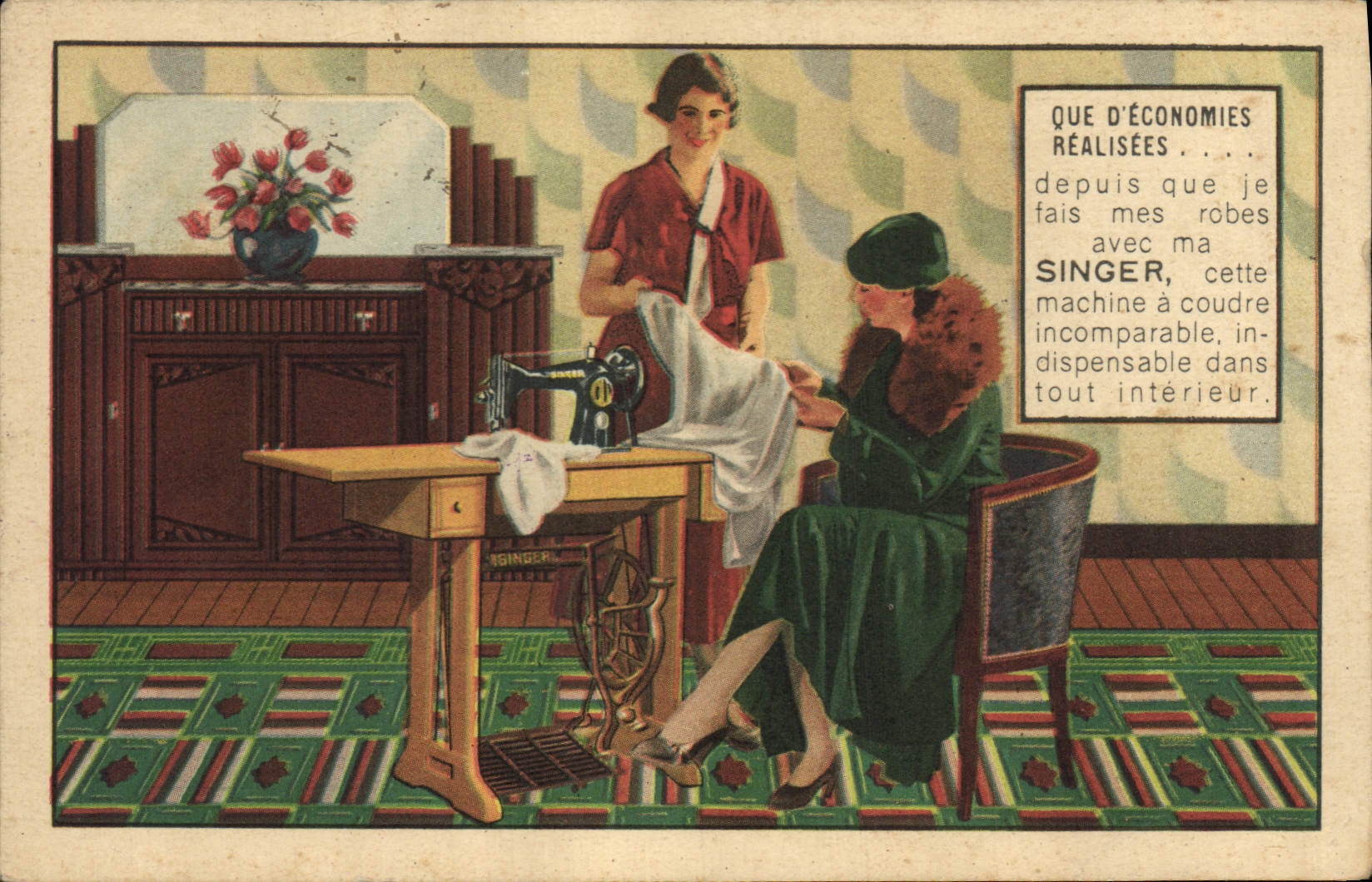 CPA Femmes Machine a coudre Singer