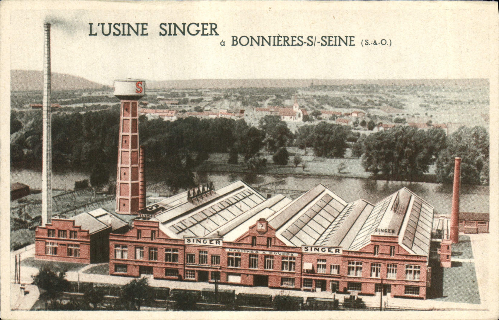 CPA L'usine Singer a Bonnieres sur Seine Machine a coudre