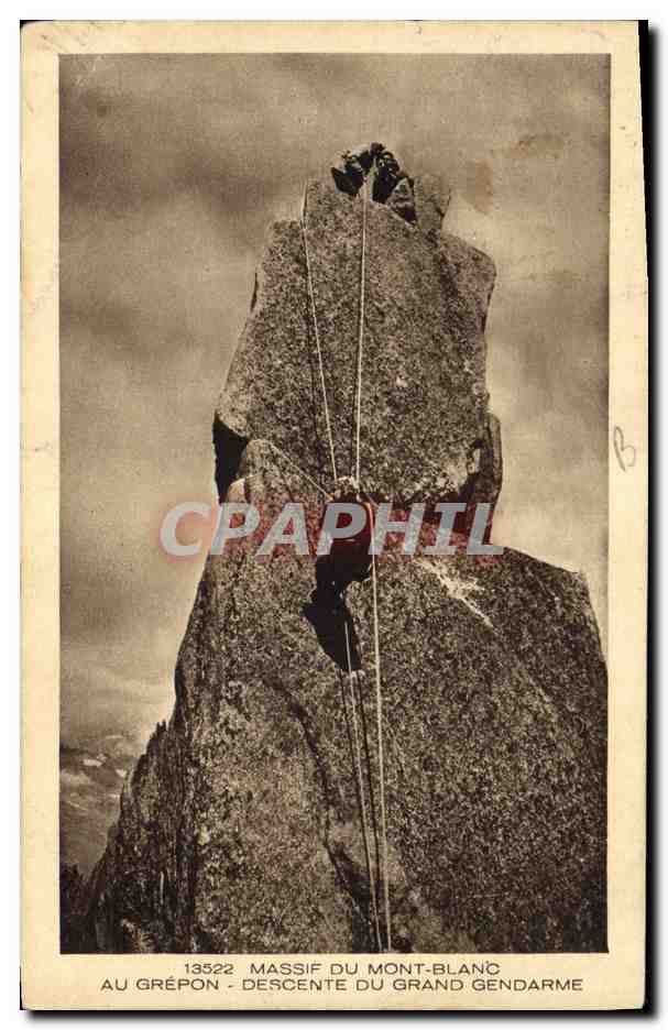 Au Grépon - Descente du Grand Gendarme — Massif du Mont-Blanc — éditeur Béroun & Cie, n° 13522
