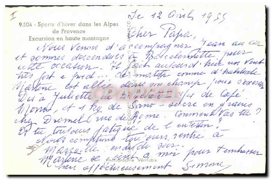 CPA Sports d'hiver dans les Alpes de Provence Excursion en haute montagne  — Verso