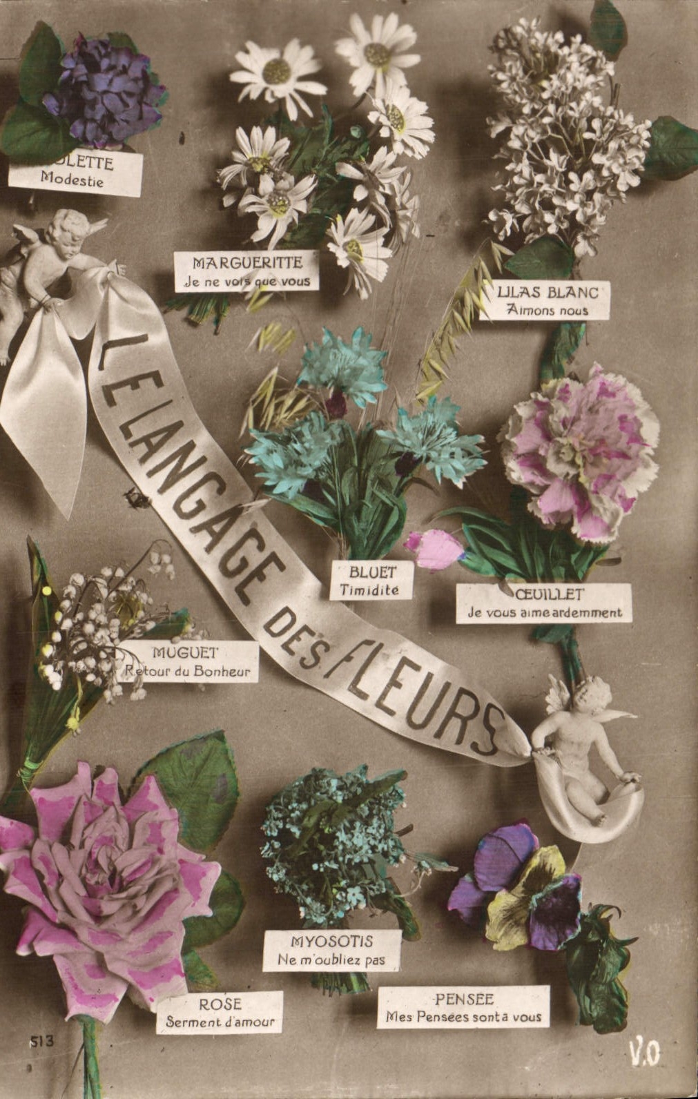 Le langage des fleurs — Carte postale illustrée — V.O. n° S13