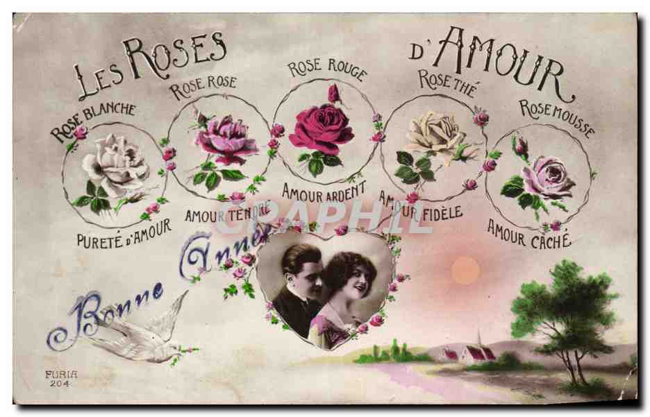 CPA Fantaisie Fleurs Les roses d'amour 