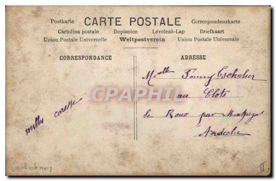 Carte postale amoureuse avec poissons et fleurs — éditeur MF, Paris, n° 2051 — Rückseite