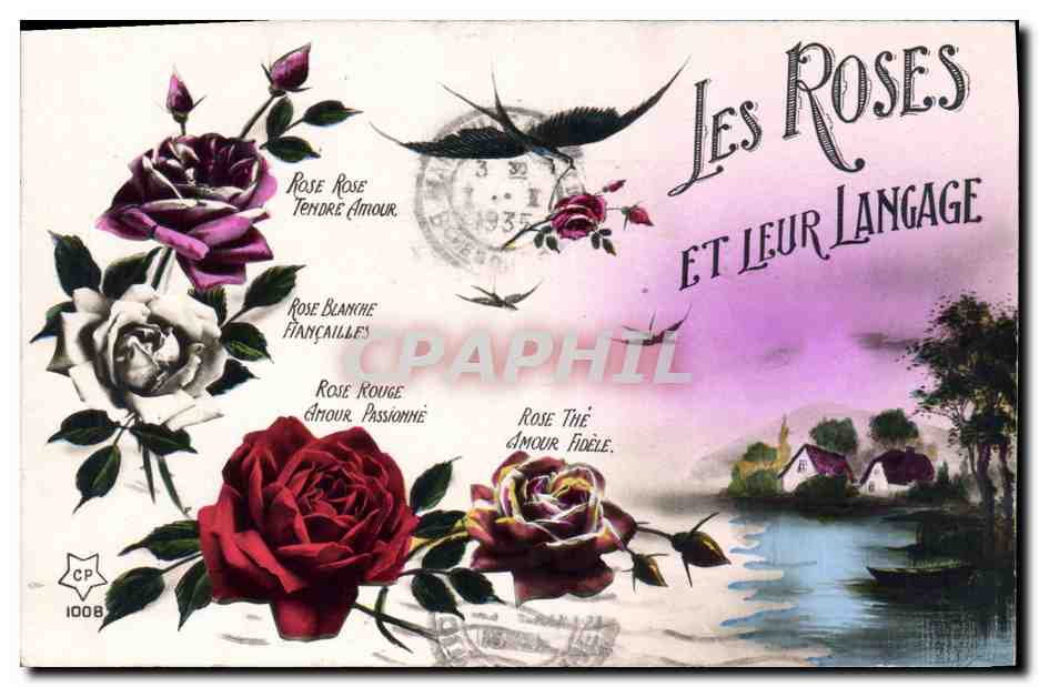 CPA Fantaisie Fleurs Les roses et leur langage 