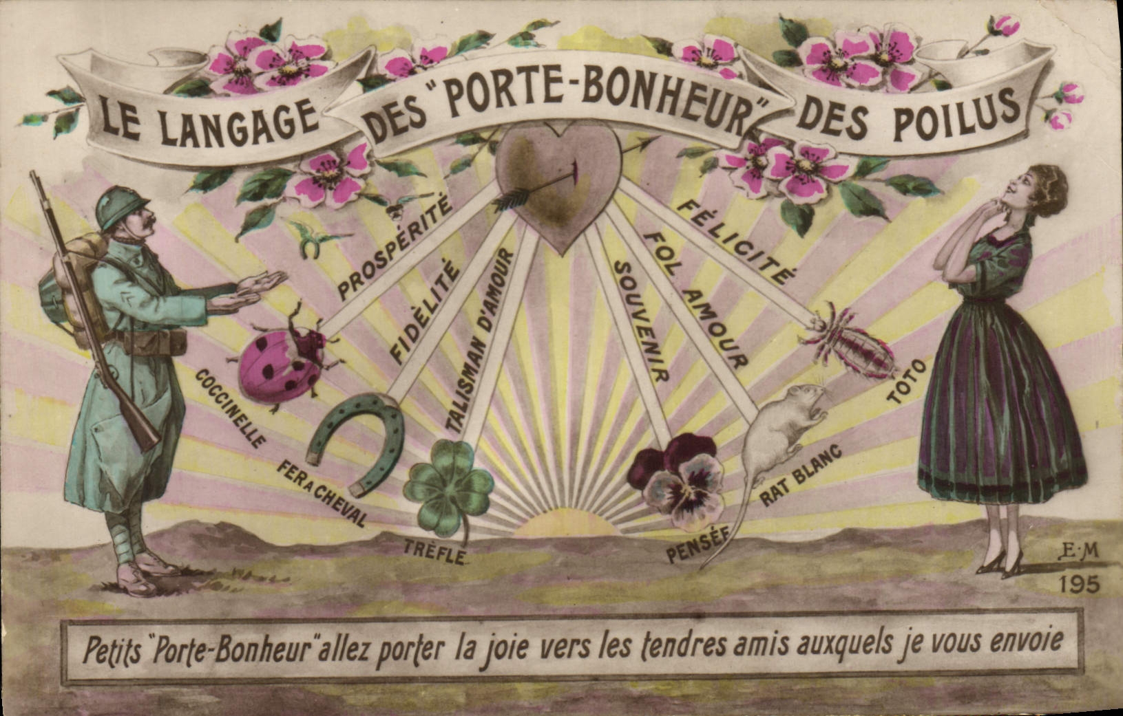 Le langage des 'Porte-Bonheur' des poilus — E.M. 195