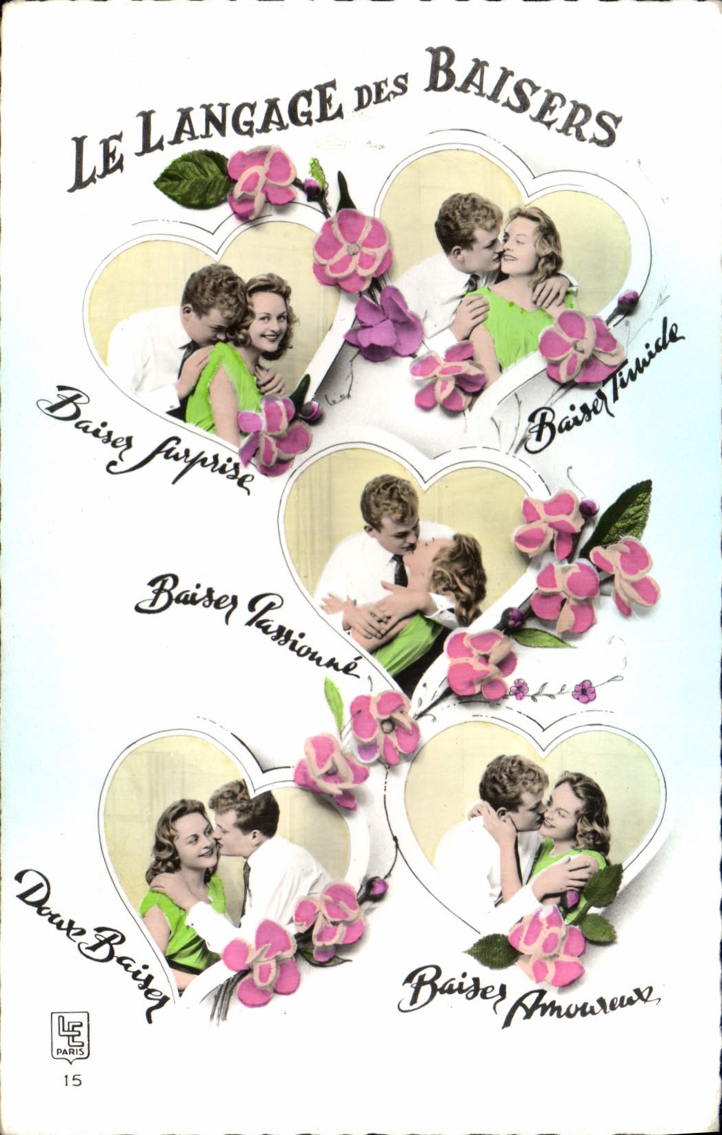 CPA Fantaisie Fleurs Le langage des baisers 