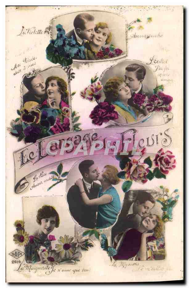 CPA Fantaisie Le langage des Fleurs Femmes 