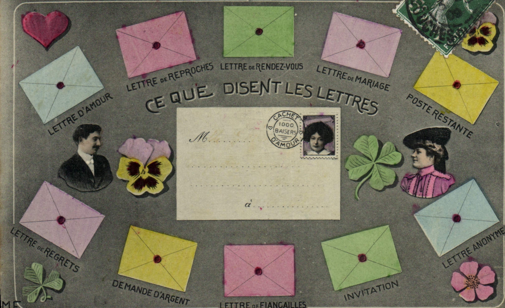 Ce que disent les lettres — Cachet 1000 baisers d'amour — éditeur non visible