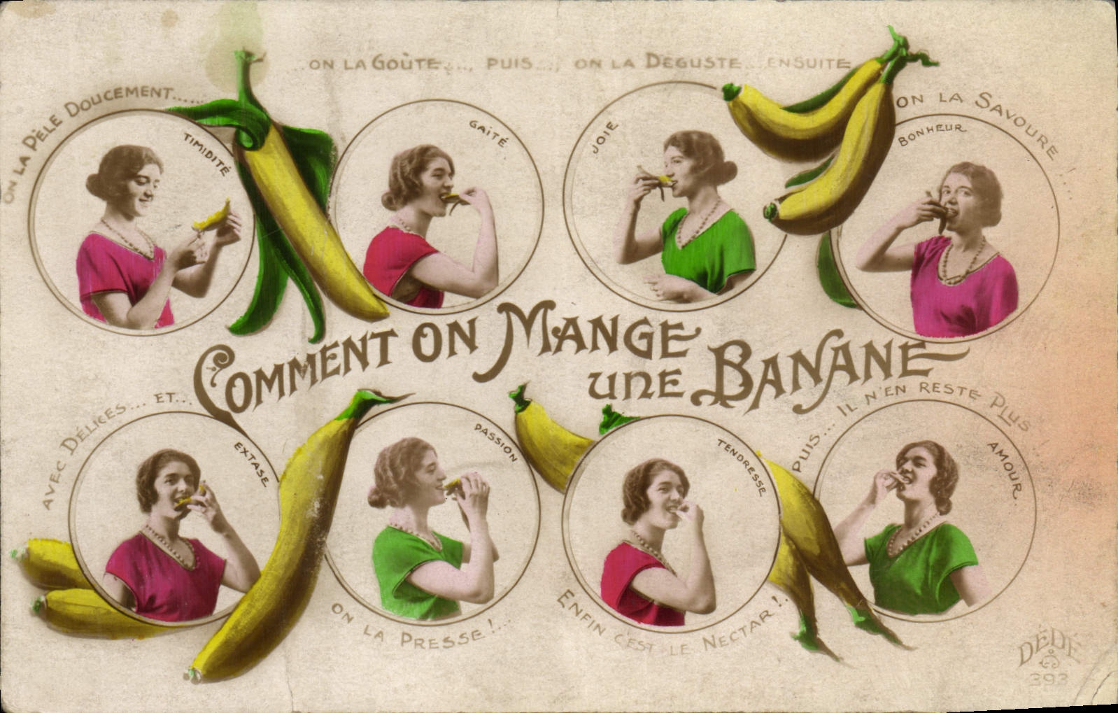 CPA Fantaisie Femme Comment on mange une banane