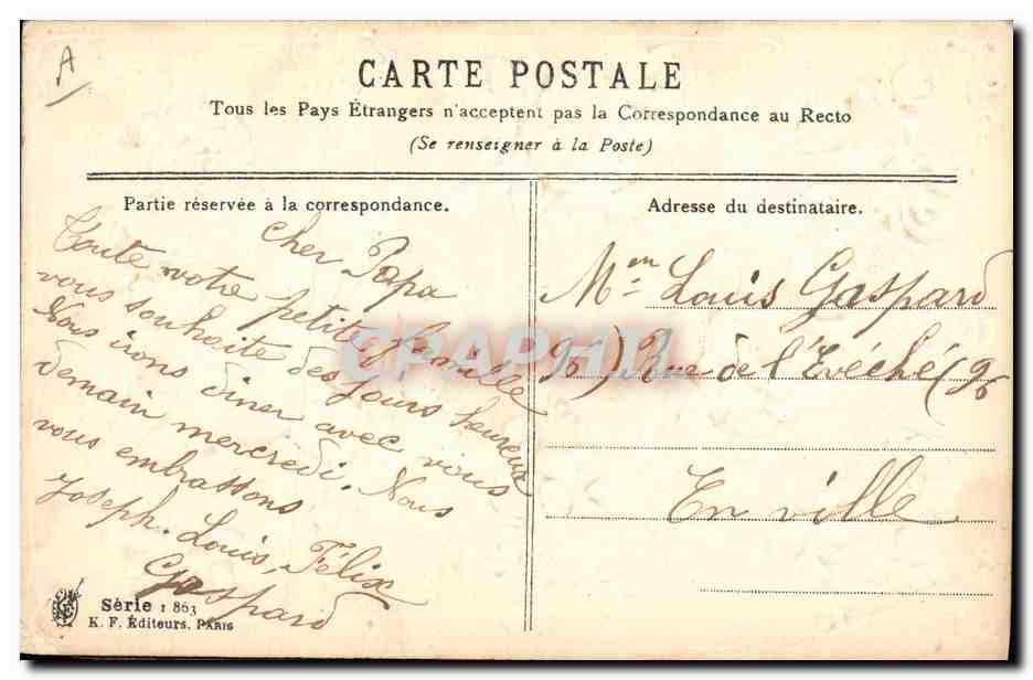 Fleurs symboliques — Éditeur K. F. Éditeurs, Paris, Série 1863 — Verso
