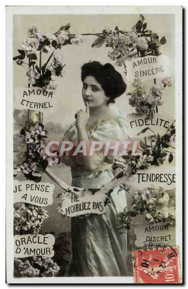 CPA Fantaisie Fleurs Femme Amour 