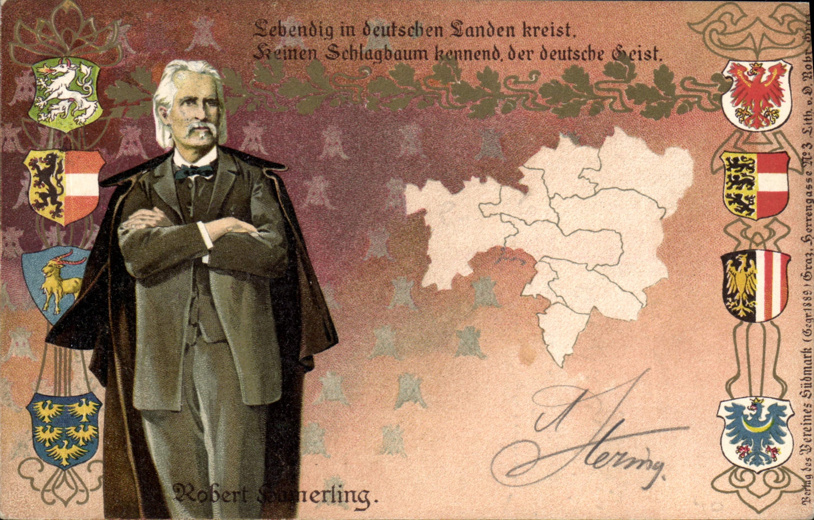 Robert Schmerling — Lebendig in deutschen Landen kreist, keinen Schlagbaum kennend, der deutsche Geist. — E. Rehbein, Großheringen
