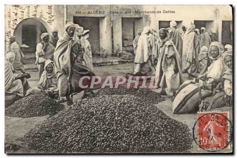CPA Palmiers Algerie Dans le Sud Marchands de dattes