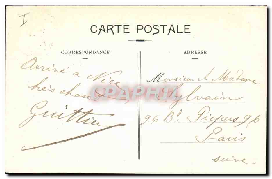 CPA Nice Allee des Palmiers au square Gambetta  — Rückseite