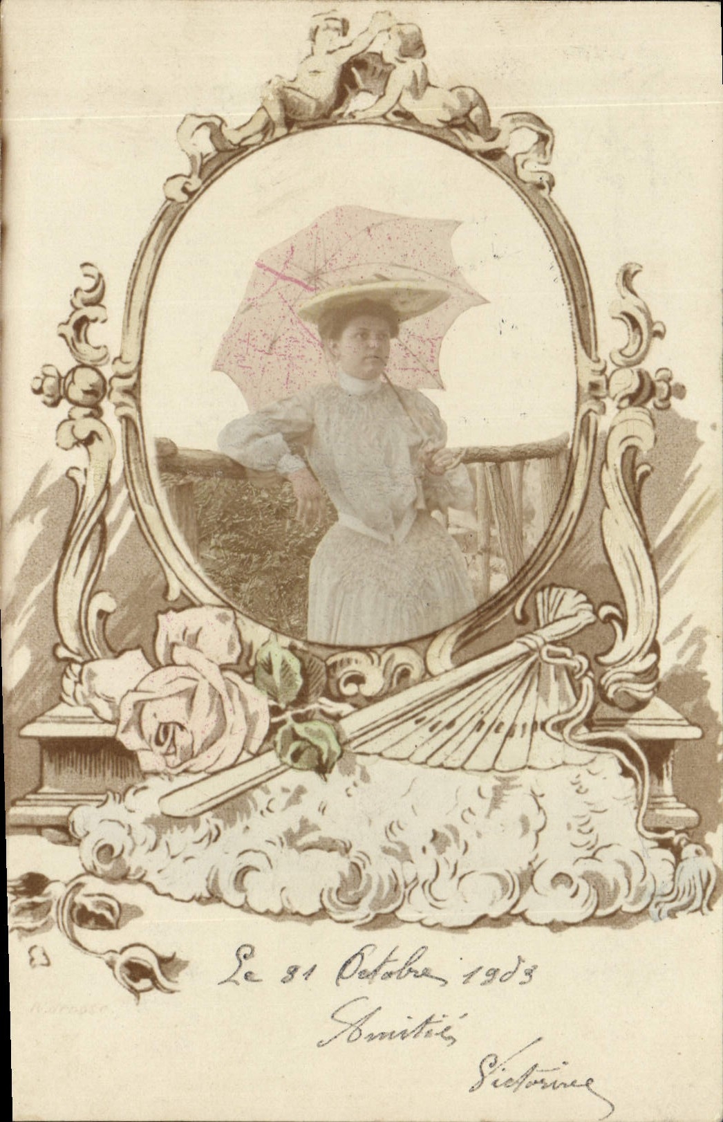 CPA Fantaisie Femme Eventail 