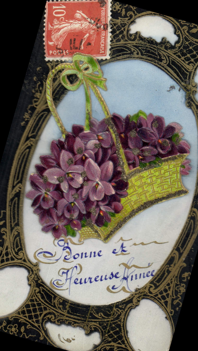 Bouquet de violettes — Bonne Année — Éditeur non identifié, n° de série non visible