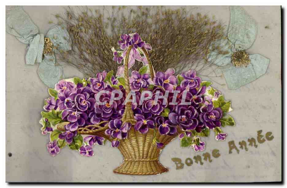 Bouquet van viooltjes — Goed Nieuwjaar — Decoratieve ansichtkaart