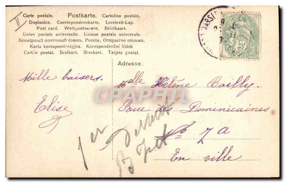 CPA Fantaisie Femme Lettres Lettre H  — Rückseite