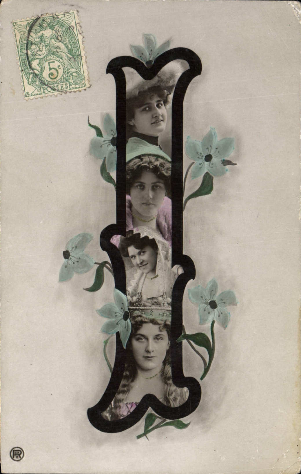 CPA Fantaisie Femme Lettres Lettre I