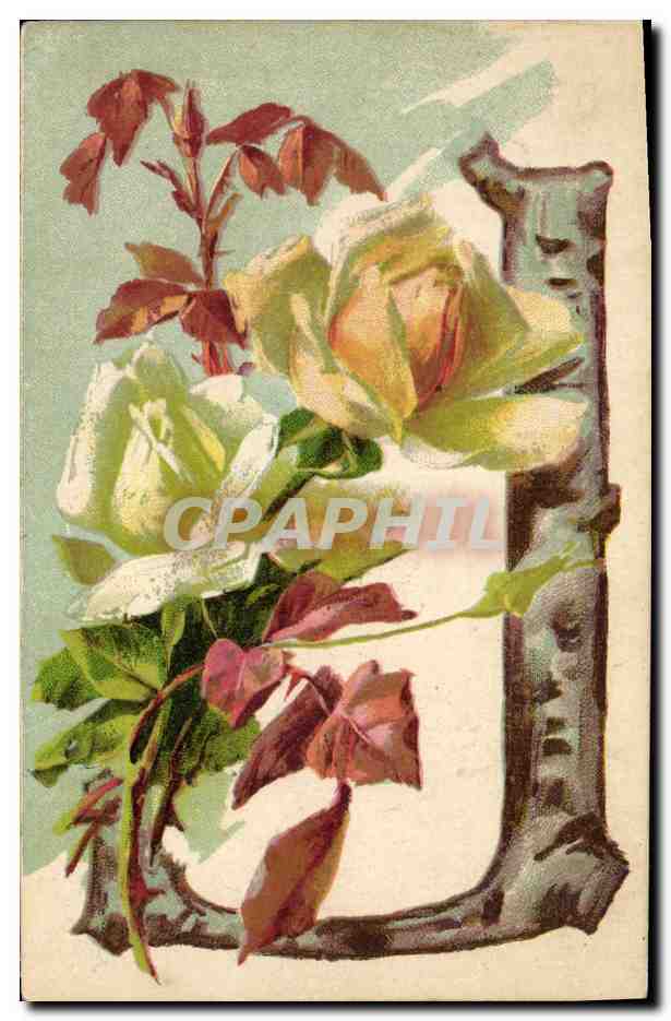 CPA Fantaisie Fleurs Lettres Lettre J