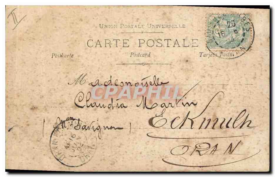 CPA Fantaisie Femme Lettres Lettre J — Verso