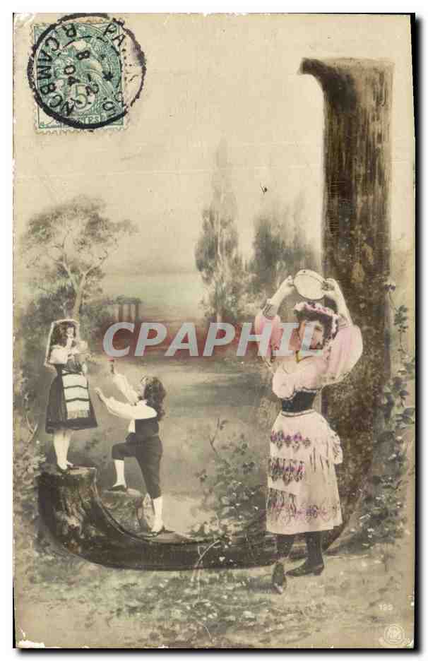 CPA Fantaisie Femme Lettres Lettre J