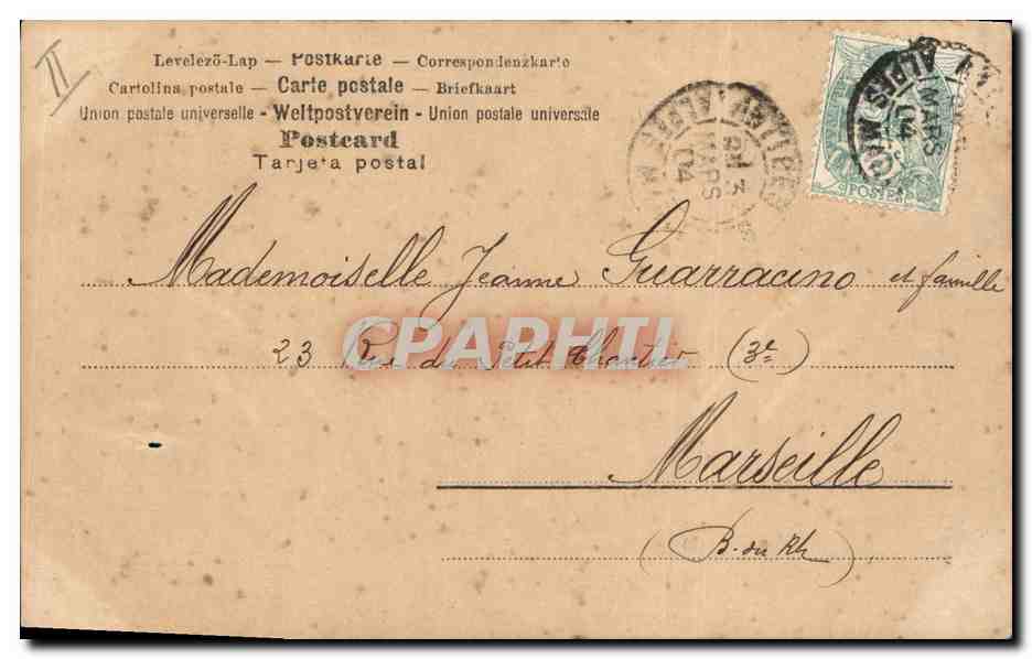 CPA Fantaisie Femme Lettres Lettre J — Verso