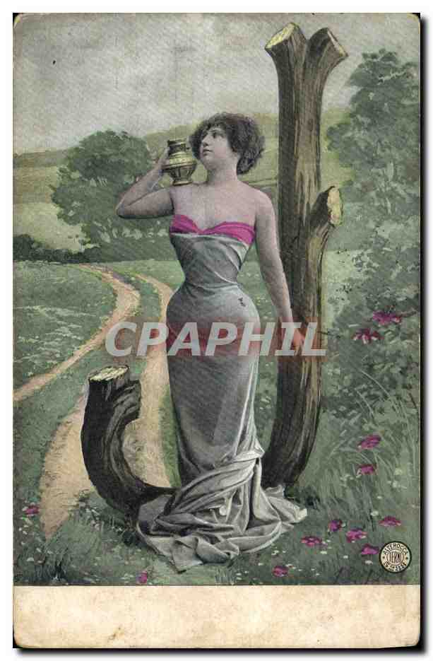 CPA Fantaisie Femme Lettres Lettre J