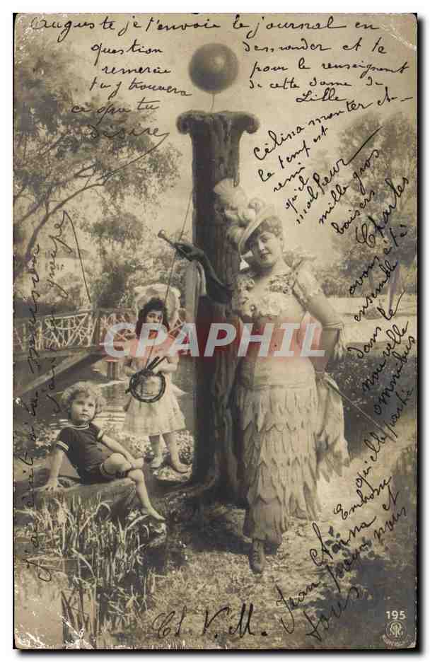 CPA Fantaisie Femme Lettres Lettre J
