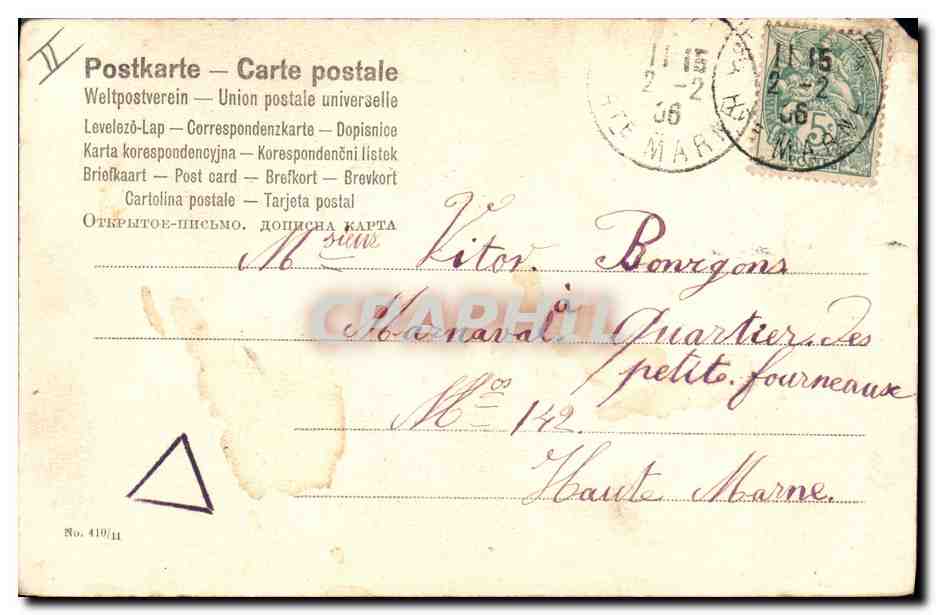 CPA Fantaisie Fleurs Lettres Lettre K — Back