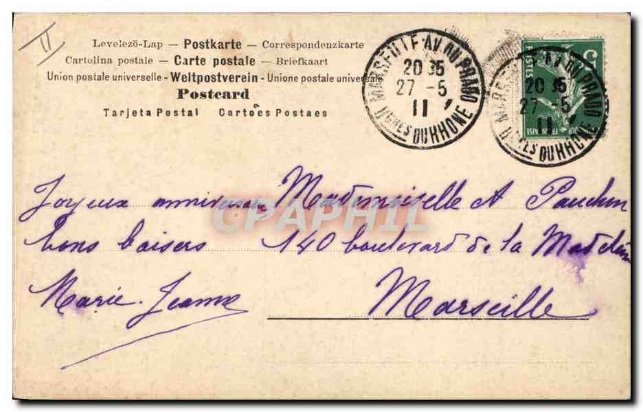 Femme et enfants dans un décor de lettres — éditeur NRG, n° 195 — Rückseite