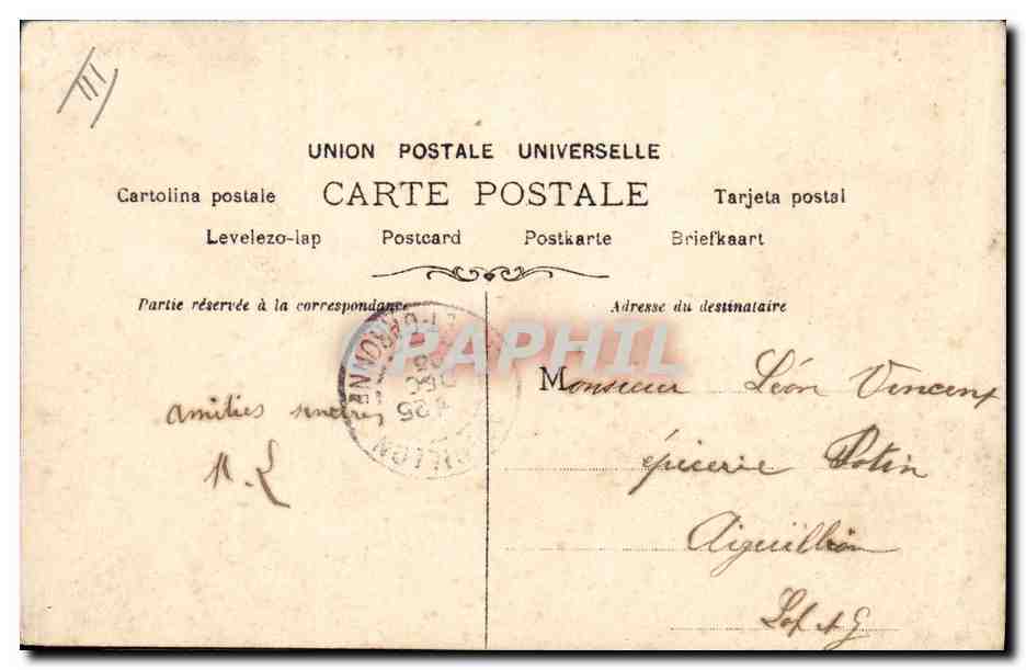 Jeune femme en robe de style antique — paysage — éditeur S. (sous le timbre) — Rückseite