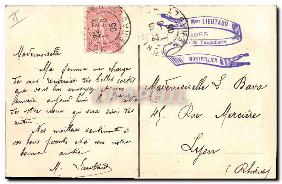 CPA Fantaisie Femme Lettres Lettre L — Verso