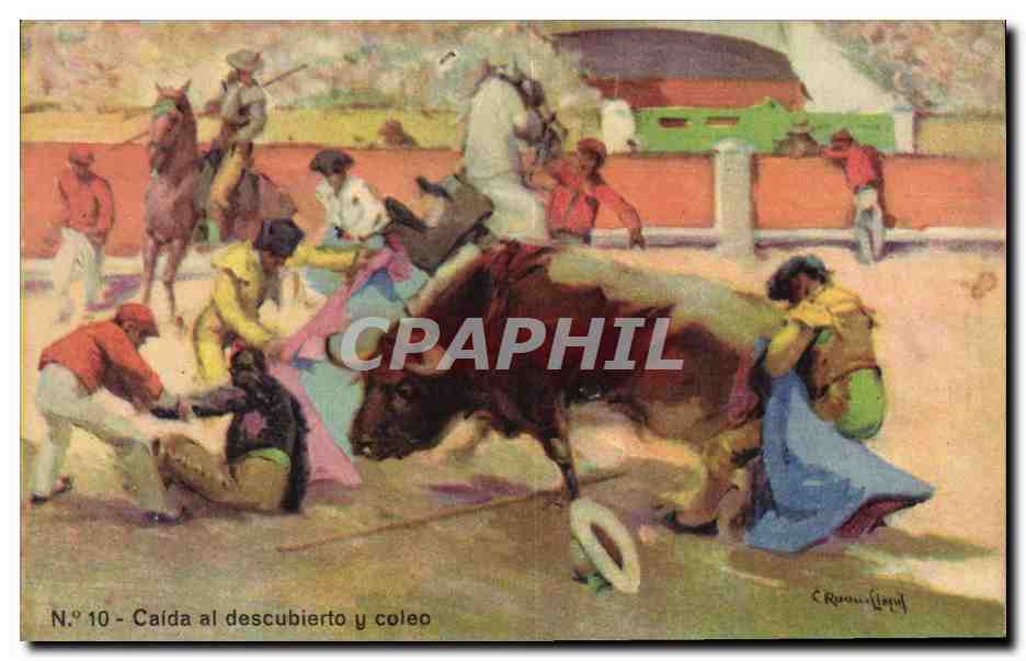 CPA Corrida Course de taureaux Caida al descubierto y coleo 