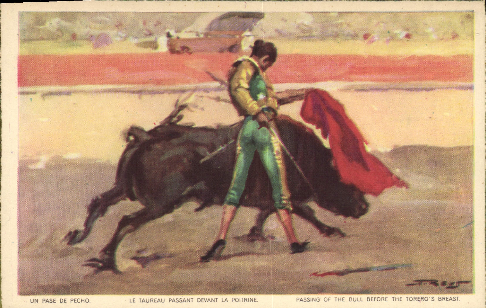 CPA Corrida Course de taureaux Un pase de pecho 
